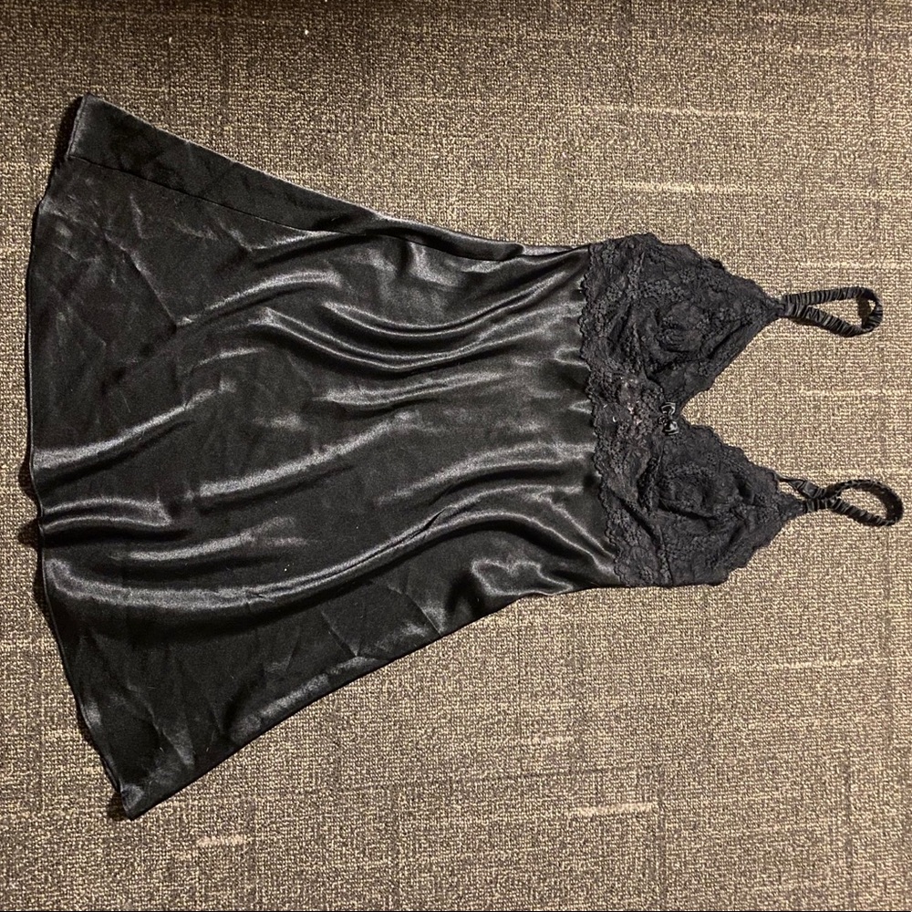 Black lace slip dress